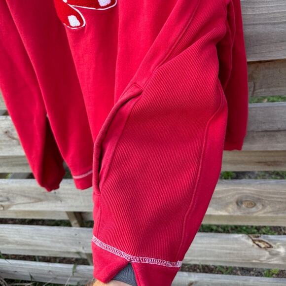 Boston Red Sox Majestic Vintage Fuzzy Patch logo red hoodie Sweatshirt Large - Picture 10 of 10